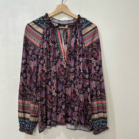 CURRENT AIR  WOMENS RACHEL TOP RUFFLE SLEEVE FLORAL SZ LG NEW - Picture 2 of 11